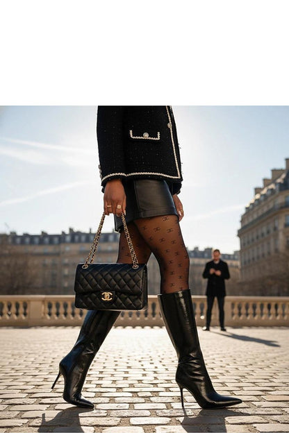 Solea Women’s Polished Patent Leather Heel Boots showcasing the elegant 10 cm stiletto heel and luxurious shine, perfect for sophisticated wear.