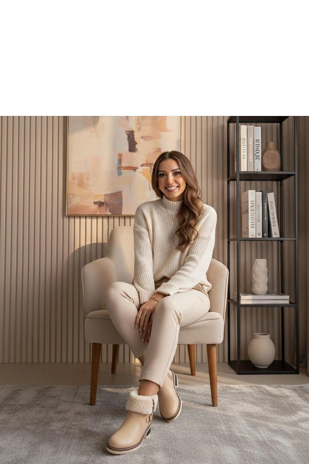 Elegant ankle boots with a luxurious rolled-up fur shaft by Solea, perfect for stylish winter wear.