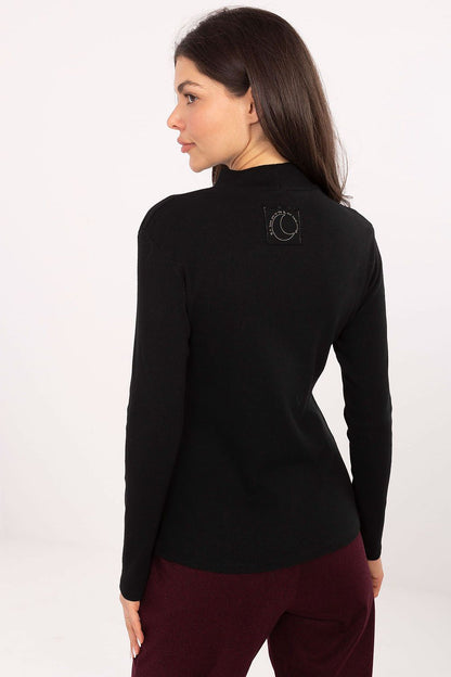 Stylish close-up of the Elegant Casual Long Sleeve Turtleneck Blouse by Factory Price, highlighting the meticulous details and refined design.