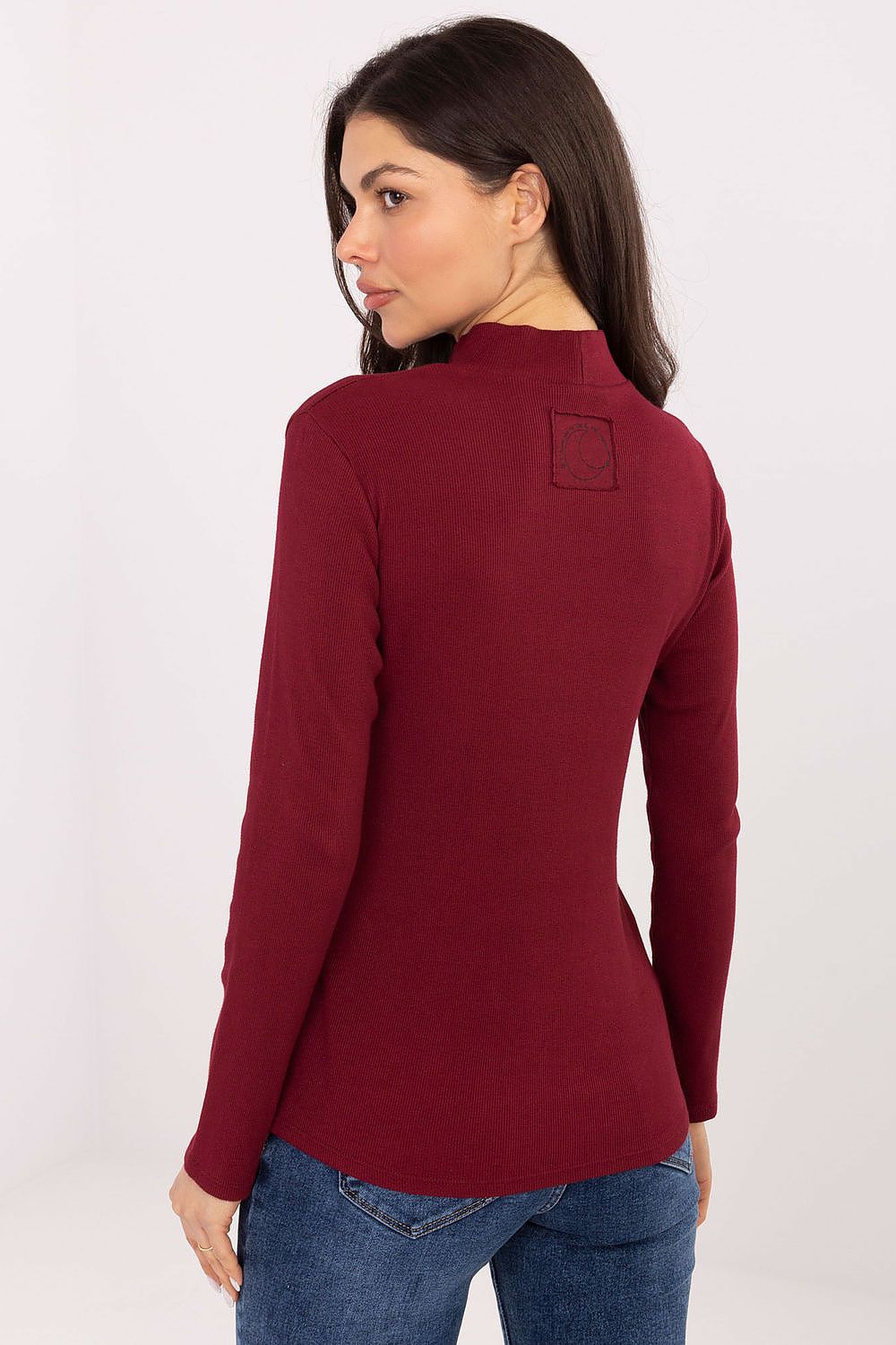 Model elegantly styled in Factory Price's Elegant Casual Long Sleeve Turtleneck Blouse, showcasing versatility for both casual and semi-formal occasions.