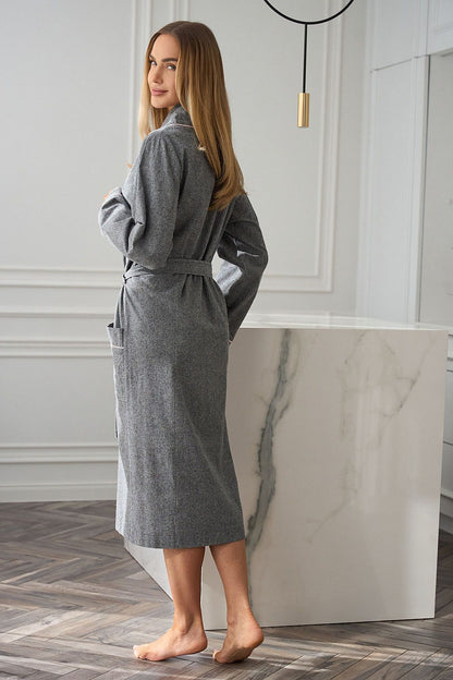 L&L collection Elegant Women's Cotton Bathrobe with Pockets, available in various sizes from S to XXL, showcasing versatility and luxury in home wear.