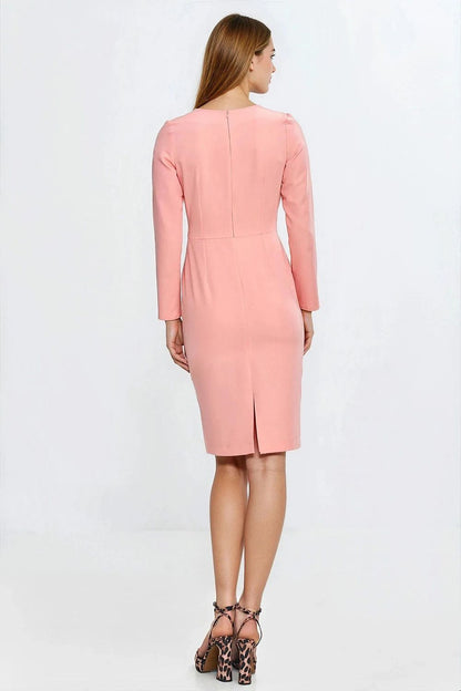 Full front view of the Elegant Nife Daydress, highlighting its tailored fit and long sleeves suitable for cooler weather.