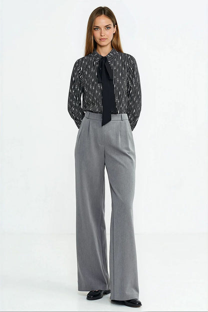 Versatile black scarf styled with Nife's Elegant Long Sleeve Viscose Shirt, enhancing its chic look for both casual and formal occasions.