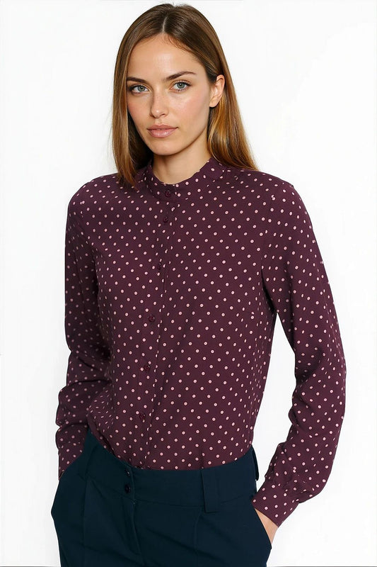 Nife Long Sleeve Polka Dot Shirt crafted from 100% viscose, showcasing a luxurious design perfect for business outfits.