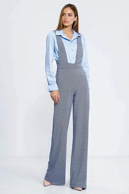Elegant stylish jumpsuit by Nife featuring high waist design and suspenders, ideal for sophisticated occasions and available in sizes EU 34 to 42.