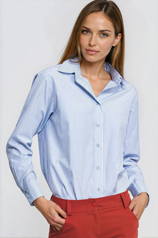 Elegant long sleeve shirt by Nife with chic striped collar, perfect for sophisticated styling in sizes EU 36-42.