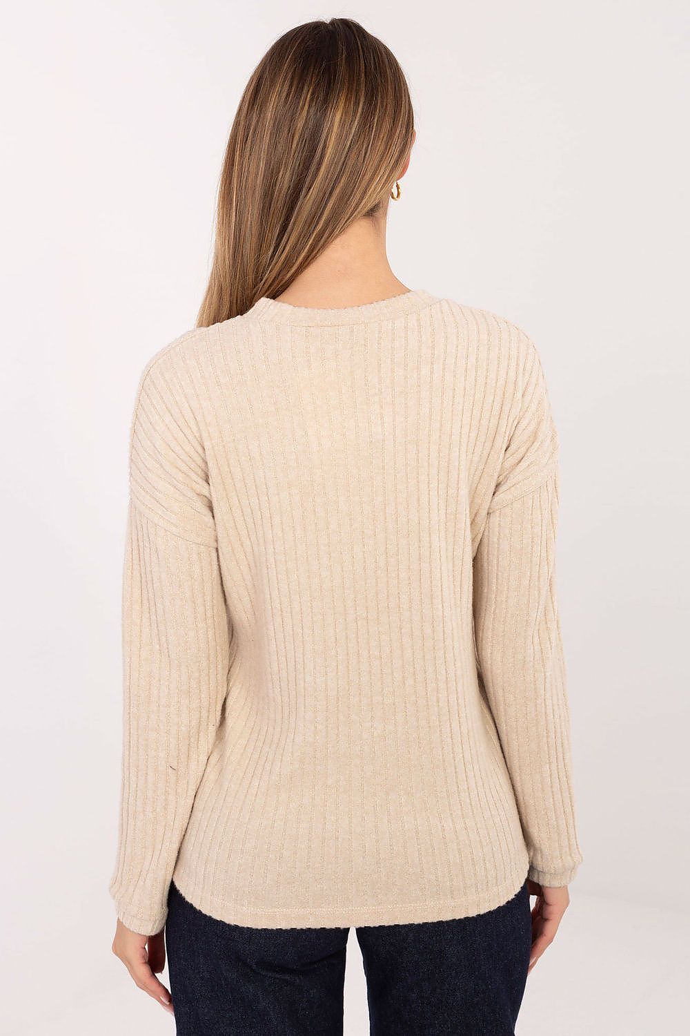 Stylish and comfortable Cotton Blend Jumper with classic round neckline by Relevance, perfect for versatile layering.
