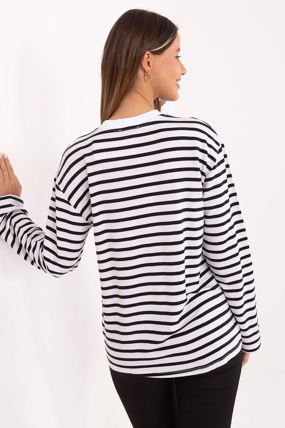 Elegant women's luxury striped blouse by Relevance, made from breathable micromodal with a flattering design. Perfect for creating versatile outfits for any season.