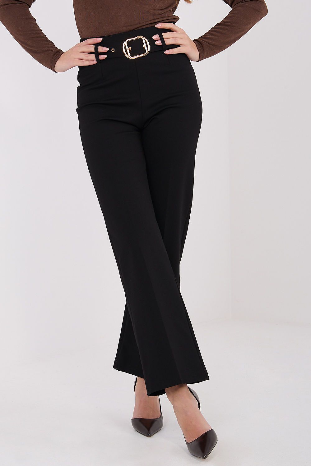Elegant high-waisted straight-leg trousers for women by Italy Moda, showcasing luxurious fabric and sophisticated design, ideal for chic office attire.