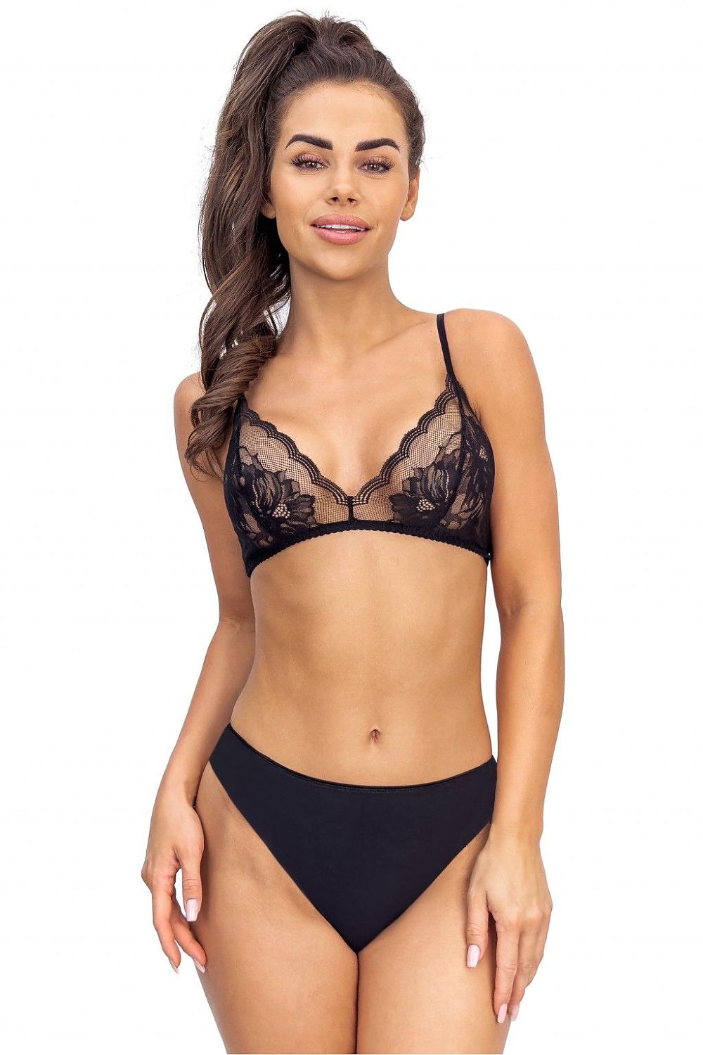 Luxury Brazilian style panties by Donna featuring elegant lace detailing, available in sizes S, M, L, and XL.
