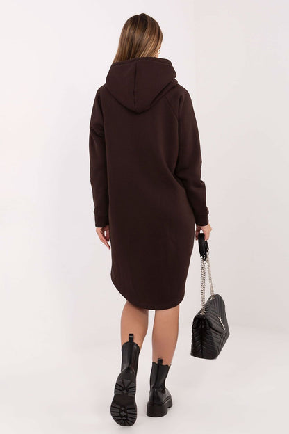 Luxury Women's Long Hoodie Blouse with Zipper Pockets by Relevance, featuring soft cotton and spandex blend in elegant design, perfect for cooler days.