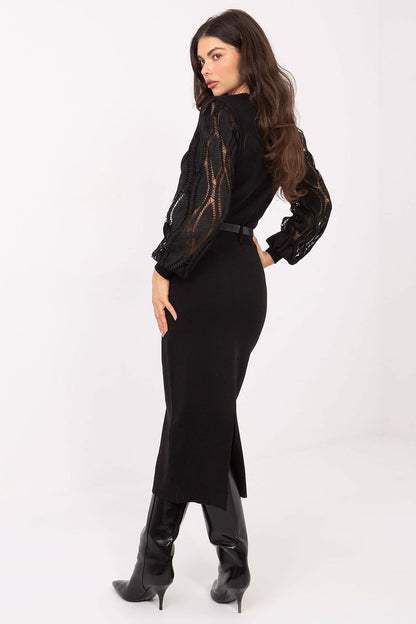 Detailed image of Factory Price's elegant Midi Skirt, displaying the flattering design elements that enhance feminine shapes with luxury and comfort.