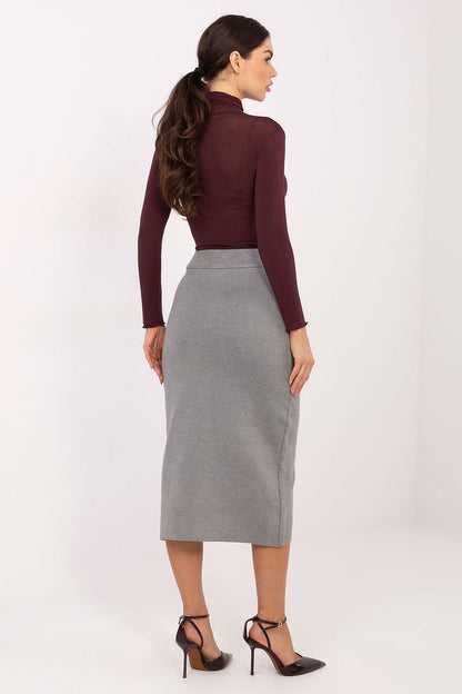 High-quality viscose and polyester blend midi skirt by Factory Price embellished with decorative buttons, ideal for a chic and stylish look.