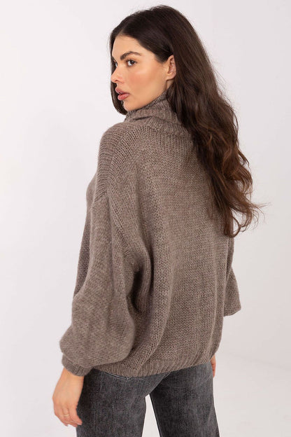 Luxurious turtleneck women's sweater featuring a mix of acrylic and mohair by Factory Price, perfect for casual outfits and cozy styling.