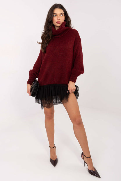 Stylish and comfortable loose women's turtleneck sweater in a soft acrylic-mohair blend from Factory Price, designed for sophisticated everyday wear.