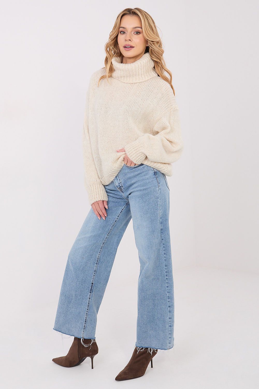 Soft and light loose women's sweater with a turtleneck by Factory Price, perfect for adding a touch of luxury to everyday fashion.