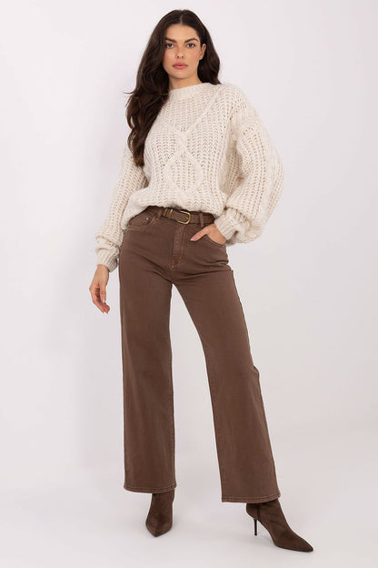 Luxury Soft Women's Sweater by Factory Price with braided weave design, showcasing long sleeves and a feminine silhouette in an elegant casual setting.