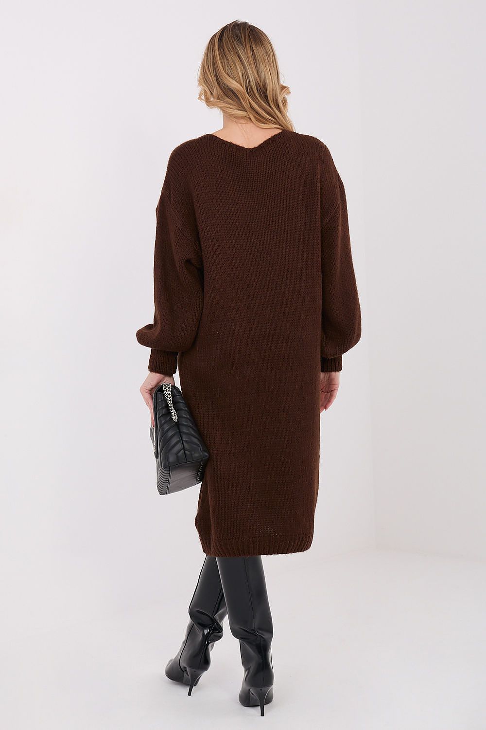 Chic oversized sweater dress in classic midi length, offering a blend of comfort and sophistication - made by Factory Price.