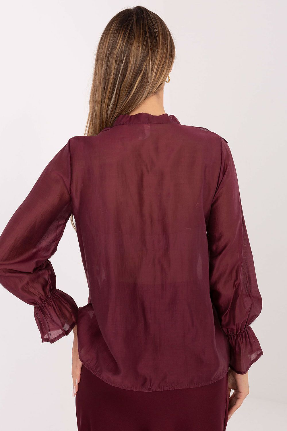 Timeless collarless shirt for women, EU size 0, featuring sophisticated details like ruffles, by Factory Price for everyday elegance.