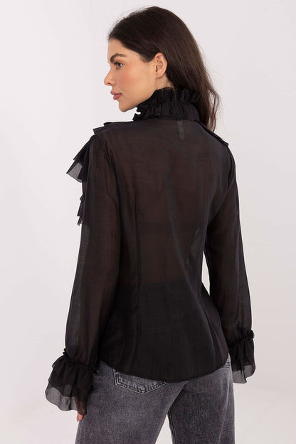 Full view of the classy women's shirt by Factory Price, featuring flounce sleeves and a sleek silhouette that caters to both formal and everyday wear.