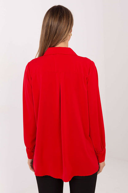 Sophisticated women's shirt in EU size 0 by Factory Price, featuring an elegant jabot and tailored puff sleeves, ideal for chic styling.