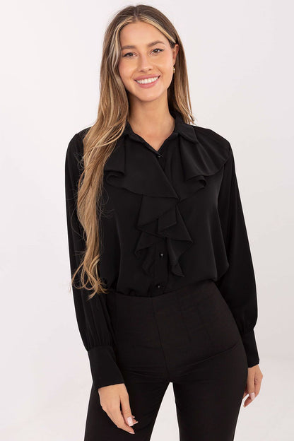 Classic women's shirt in EU size 0 by Factory Price, featuring elegant puff sleeves and decorative buttons, ideal for both everyday and formal wear.
