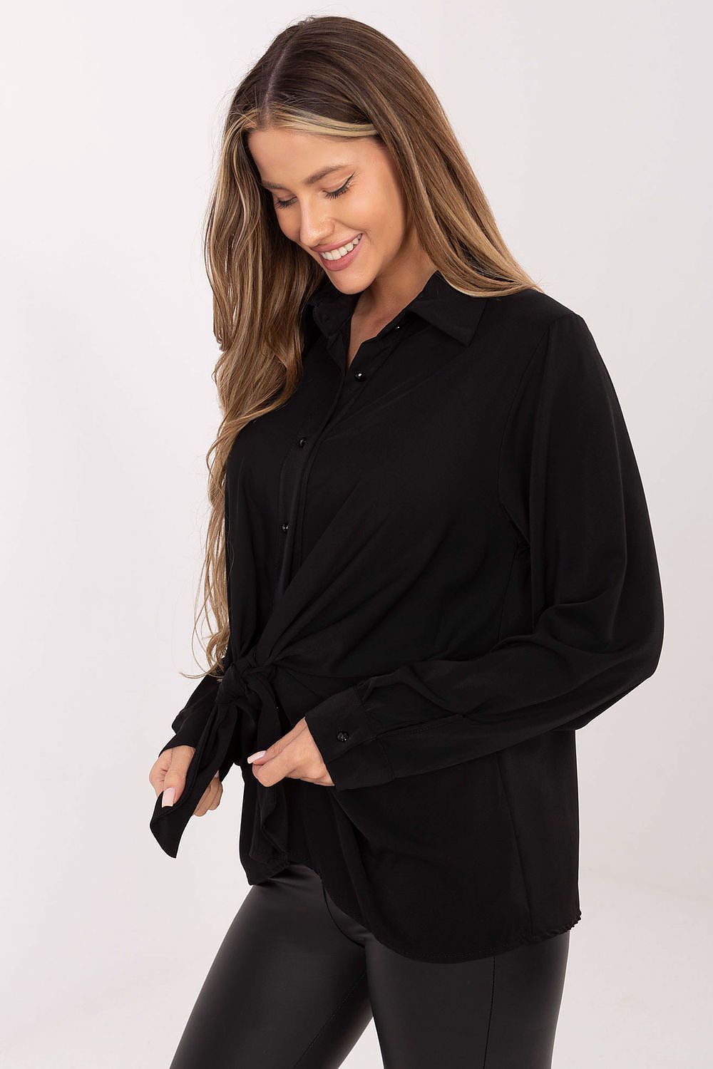 Elegant Women's Long Sleeve Polyester Shirt by Factory Price, shown in EU Size 0, perfect for formal and everyday wear.