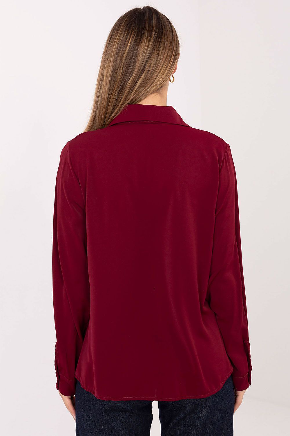 Elegant women's long sleeve polyester shirt in EU size 0, perfect for formal occasions and everyday wear, designed by Factory Price.