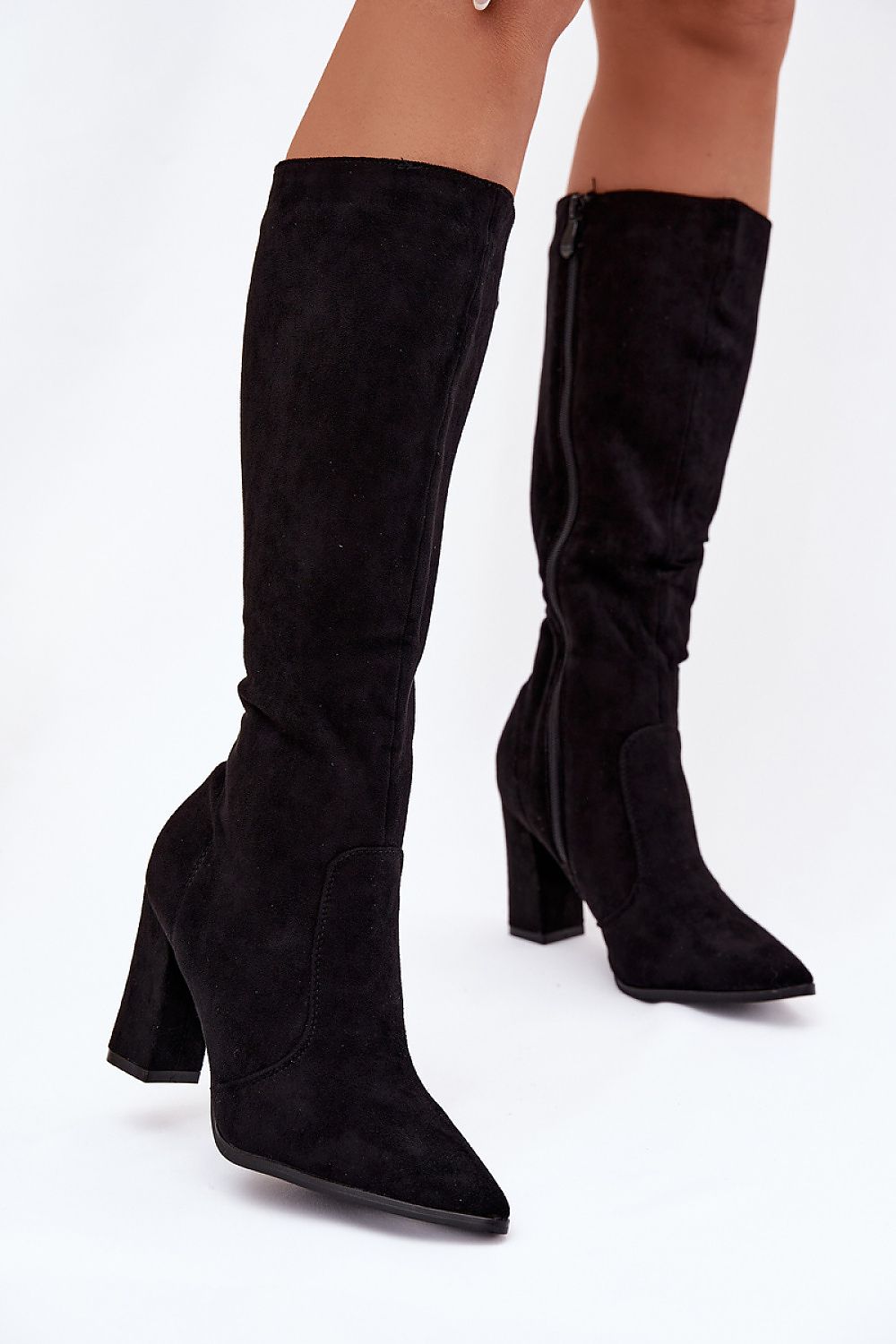 Elegant Eco Suede Heel Boots for Women by Step in Style, featuring a 9cm column heel and pointed toes, perfect for autumn-winter fashion.