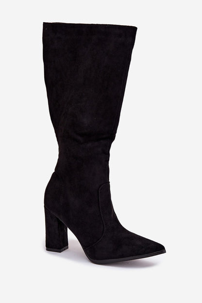 Stylish women's eco suede boots with a 9cm heel, designed by Step in Style, ideal for a luxurious look in cooler seasons.