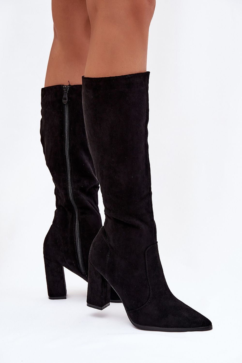 Chic pointed toe eco suede heel boots for women, crafted by Step in Style, showcasing a sophisticated design and comfortable fit.