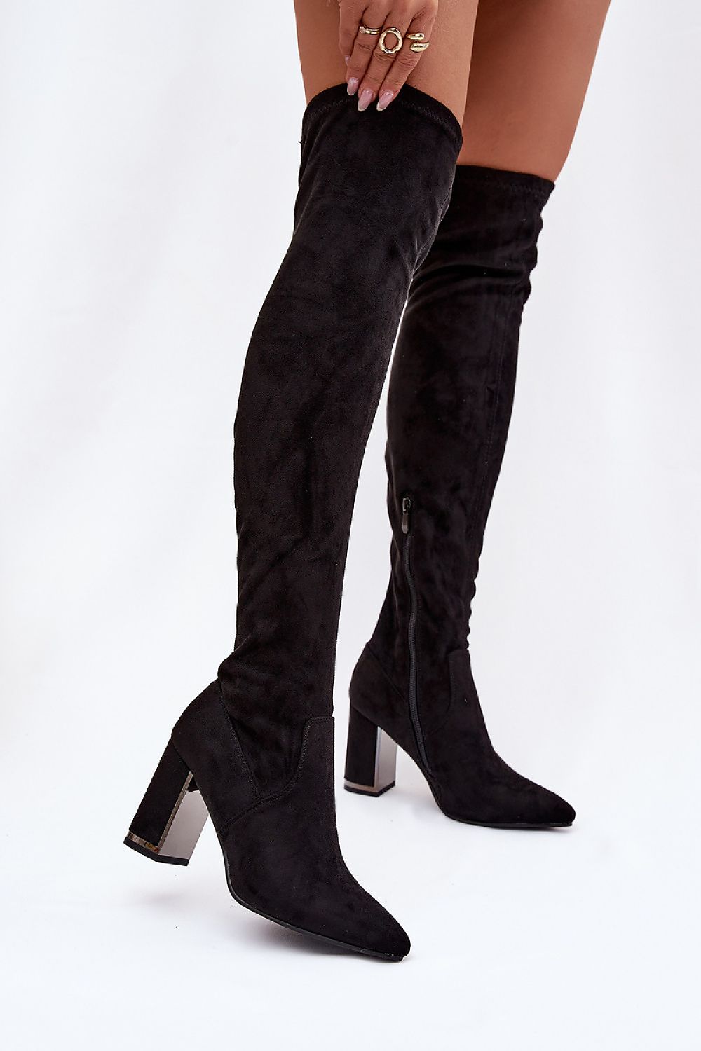 Elegant women's faux suede knee-high heel boots with 9cm heel by Step in Style, perfect for autumn-winter fashion.