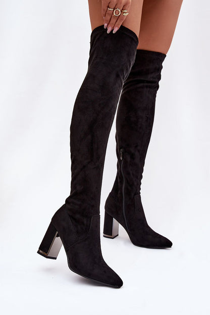 Elegant women's faux suede knee-high heel boots with 9cm heel by Step in Style, perfect for autumn-winter fashion.