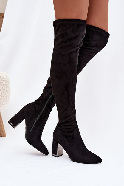 Luxurious faux suede 9cm heel boots by Step in Style, showcasing an elegant silhouette ideal for dresses and fitted pants.