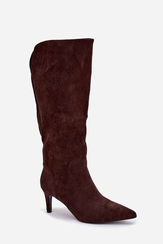 Luxury eco-suede stiletto heel boots for women, designed by Step in Style, featuring a comfortable shoe blanket lining for warmth during colder days.