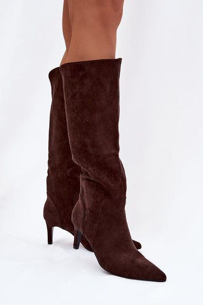 Elegant women's eco-suede heel boots with stiletto by Step in Style, showcasing a chic design perfect for winter wear.