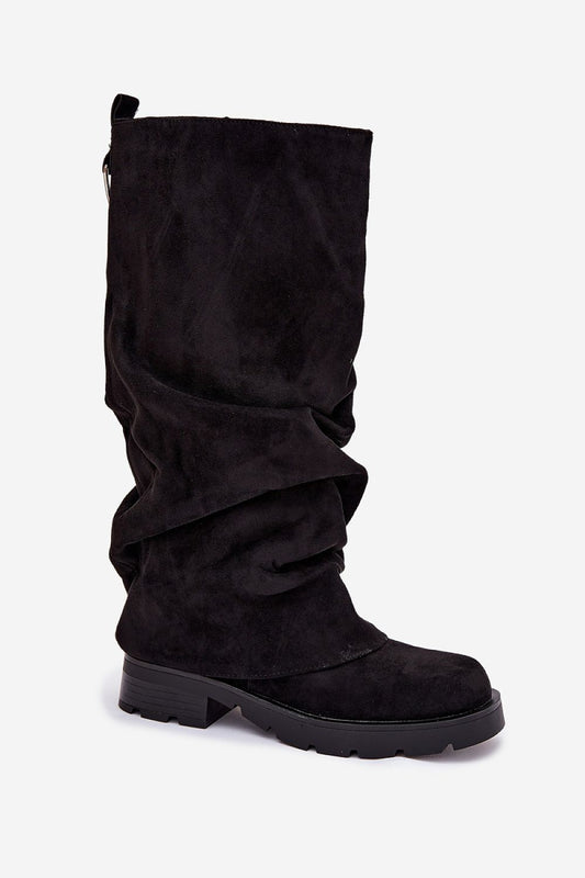 Luxury faux suede thigh-high boots with fleece lining and zipper by Step in Style, designed for comfort and elegance in sizes EU 36-41.
