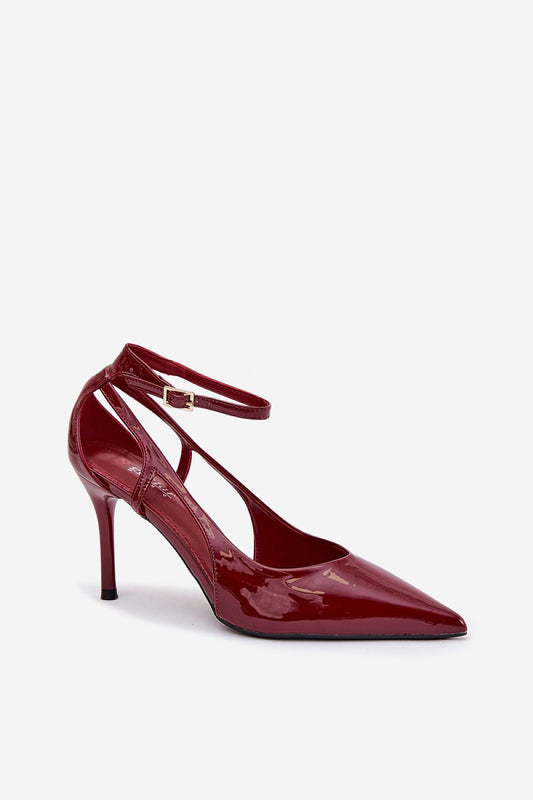Elegant women's high heels in patent eco-leather by Step in Style, featuring an adjustable strap and an 8.5 cm heel, perfect for formal and evening wear.