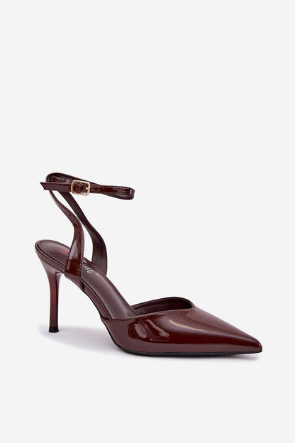 Chic women's high heels from Step in Style, made of patent eco leather, embodying timeless fashion with a modern adjustable strap.