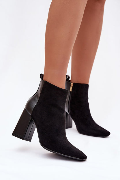 Elegant women's heel ankle boots crafted in eco-leather and eco-suede by Step in Style, featuring a comfortable pillar heel for stylish and sophisticated wear.