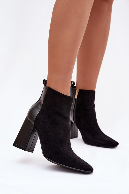 Elegant women's heel ankle boots crafted in eco-leather and eco-suede by Step in Style, featuring a comfortable pillar heel for stylish and sophisticated wear.