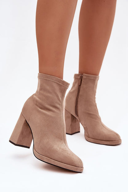 Elegant women's eco-suede ankle boots by Step in Style featuring a stylish zipper closure and 9.5 cm heel, perfect for sophisticated outfits in sizes EU 36-41.