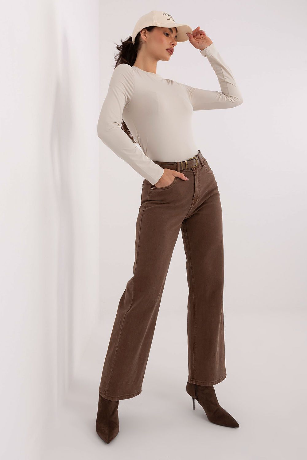 Luxury fitted long sleeve blouse by Sublevel showcasing its elegant design and comfortable polyamide blend fabric.