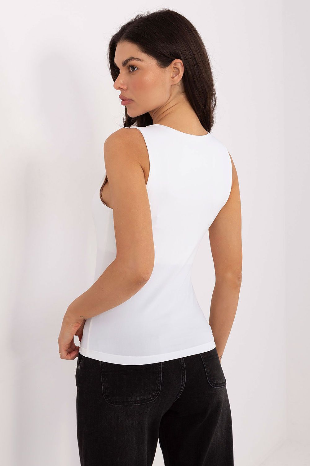Comfort fit sleeveless t-shirt by Sublevel, available in sizes XS to XL, ideal for layering or warm weather styling.