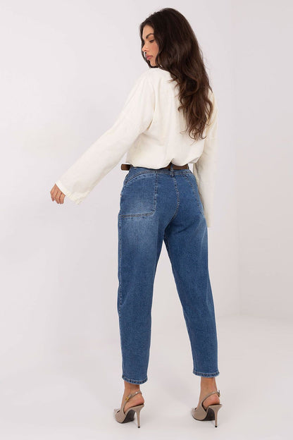 Elegant image of Factory Price's Women's High Waist Balloon Fit Jeans, highlighting the soft cotton-elastane blend, high waist silhouette, and trendy fit, perfect for everyday sophistication.