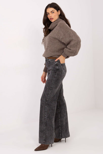 Cotton blend luxury women's straight leg jeans from Factory Price, featuring a high waist design emphasizing elegance and comfort in a minimalist style.