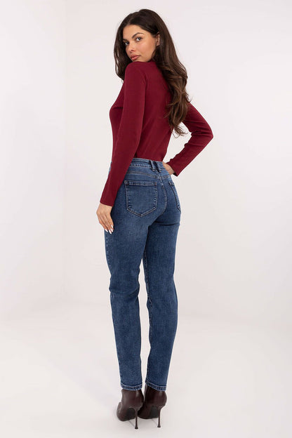 Close-up view of women's luxury skinny fit jeans by Factory Price showcasing the fine details and high-quality cotton blend fabric.