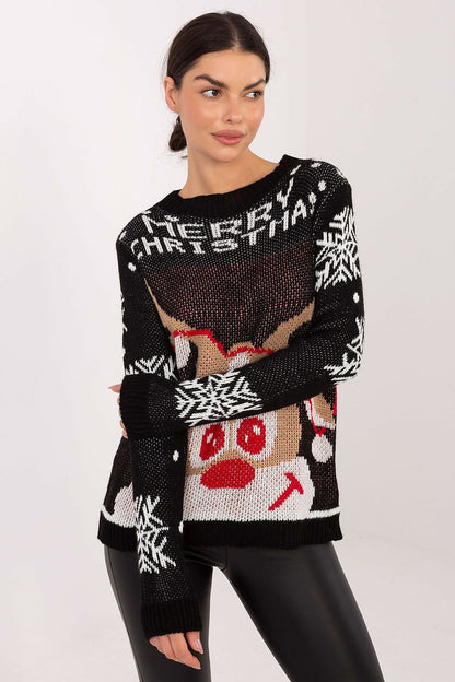 Elegant acrylic sweater with snowflake details designed by Italy Moda, perfect for winter festivities.
