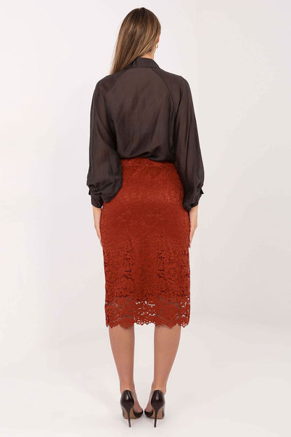 Italy Moda lace midi skirt styled with chic accessories, representing a timeless luxury piece suitable for everyday wear.
