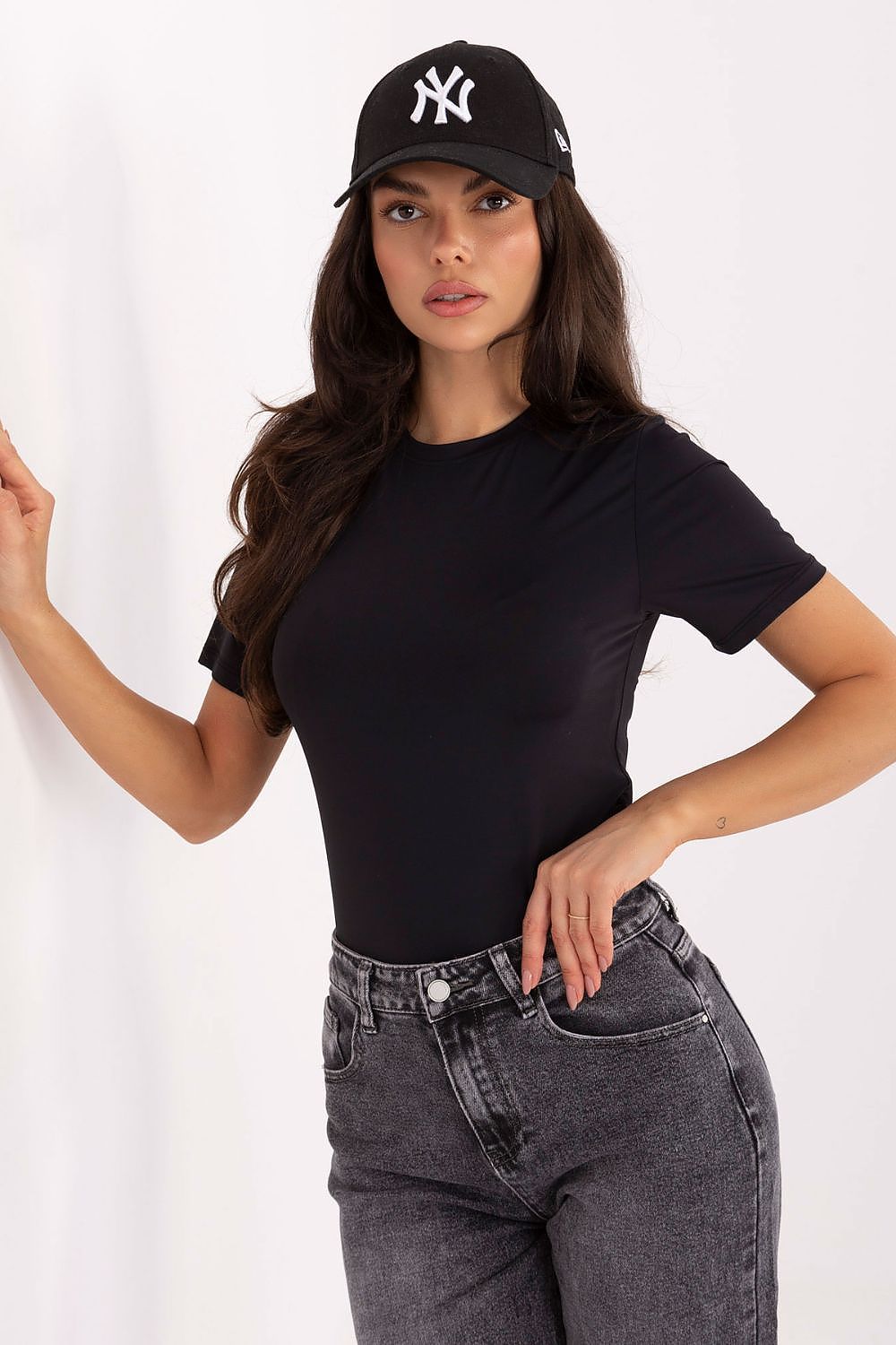 Back view of Sublevel women's blouse, demonstrating its stylish round neckline and easy wearability for versatile fashion choices.